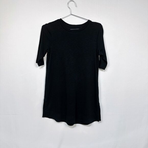 J. Jill Black Pima Cotton Short Sleeve Shirttail Tunic Women's XS - Picture 1 of 4